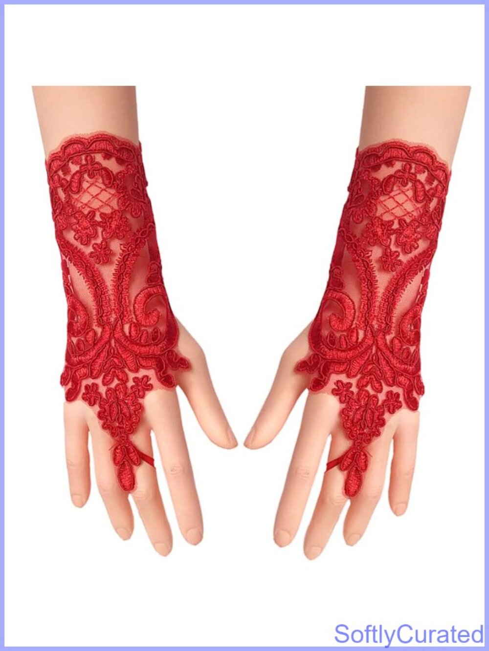 Lace Fingerless Bridal Gloves Rhinestone Sequin Wrist Length Wedding Party